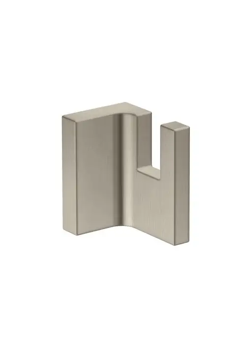 Handtuchhaken in gebürstetem Nickel von AXOR, rechteckige Form mit einer großen und einer kleinen Halterung, geeignet für Wandmontage.
